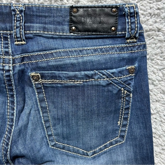 Buckle Black Jeans Womens 27 Fit 53 Skinny Dark Wash Big Stitch Denim Stretch - Picture 3 of 4